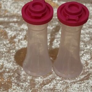 Tupperware Mini Salt And Pepper Shakers With Red Lid